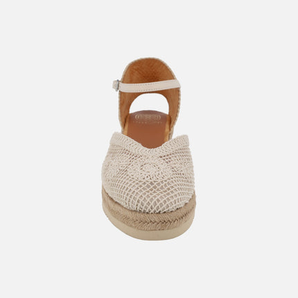 Ceuta espadrilles with flower embroidered upper and ankle bracelet