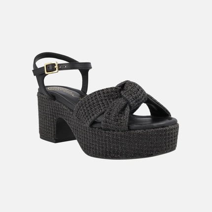 Kasidi sandals in raffia fabric with knot detail