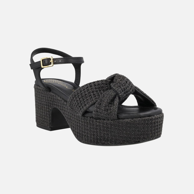 Sandalias Kasidi en tejido rafia con detalle de nudo