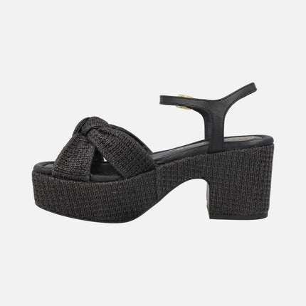 Kasidi sandals in raffia fabric with knot detail