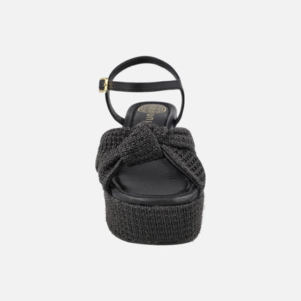 Kasidi sandals in raffia fabric with knot detail
