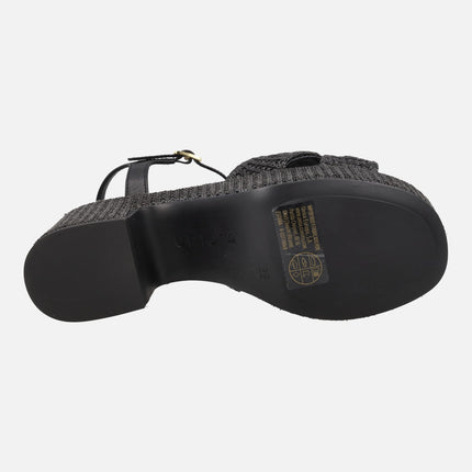 Kasidi sandals in raffia fabric with knot detail
