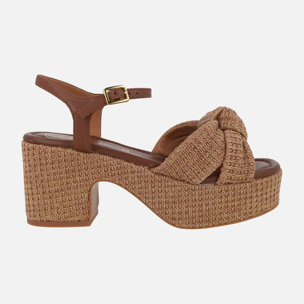 Kasidi sandals in raffia fabric with knot detail