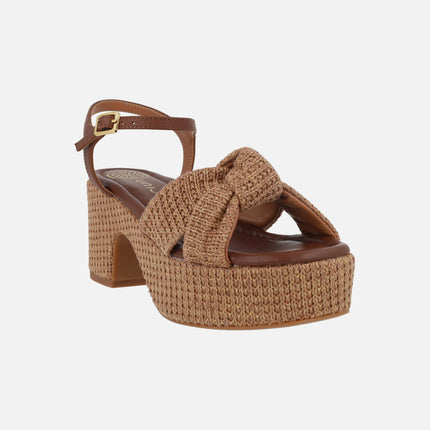 Kasidi sandals in raffia fabric with knot detail