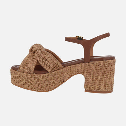 Kasidi sandals in raffia fabric with knot detail