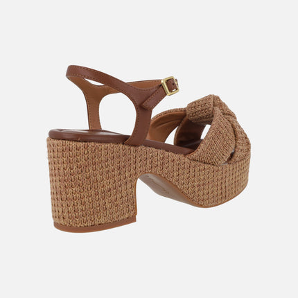 Kasidi sandals in raffia fabric with knot detail