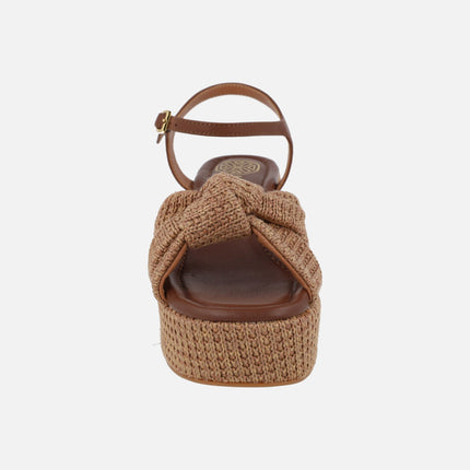 Kasidi sandals in raffia fabric with knot detail