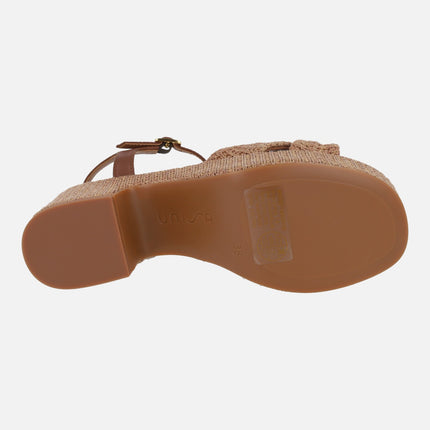 Kasidi sandals in raffia fabric with knot detail