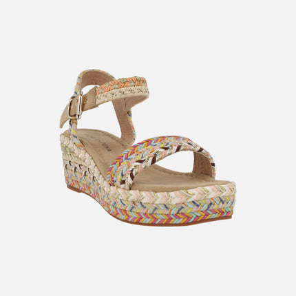 Multicolored espadrilles with ankle bracelet