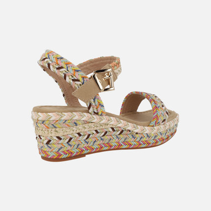 Multicolored espadrilles with ankle bracelet
