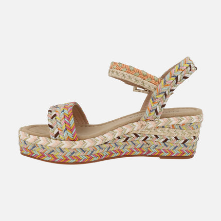 Multicolored espadrilles with ankle bracelet