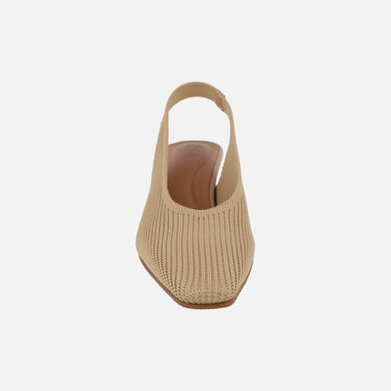 Mid-heeled fabric slingback pumps