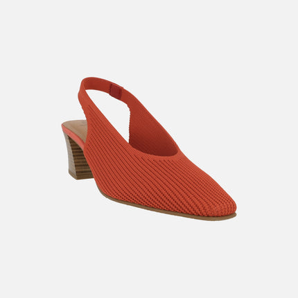 Mid-heeled fabric slingback pumps