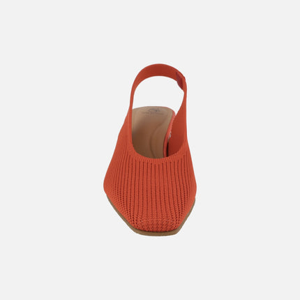Mid-heeled fabric slingback pumps