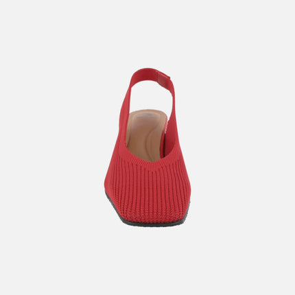 Zapatos de salon destalonados en tejido lycra con tacón medio