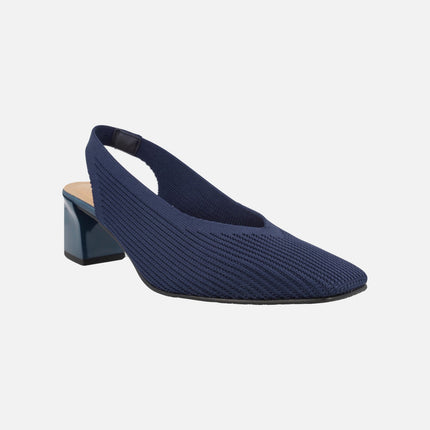 Zapatos de salon destalonados en tejido lycra con tacón medio