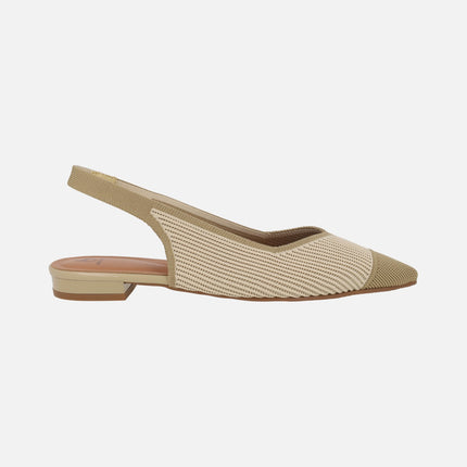 Slingback ballerinas in cream combined two-tone fabric