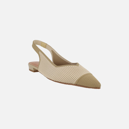 Slingback ballerinas in cream combined two-tone fabric
