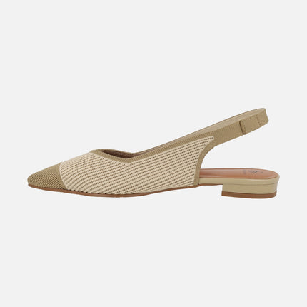 Slingback ballerinas in cream combined two-tone fabric