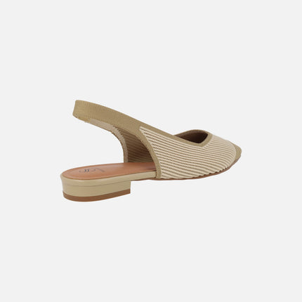 Slingback ballerinas in cream combined two-tone fabric
