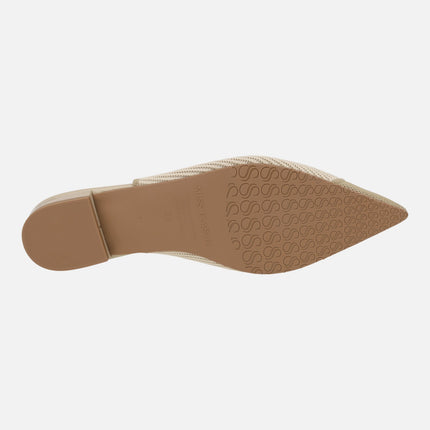 Slingback ballerinas in cream combined two-tone fabric