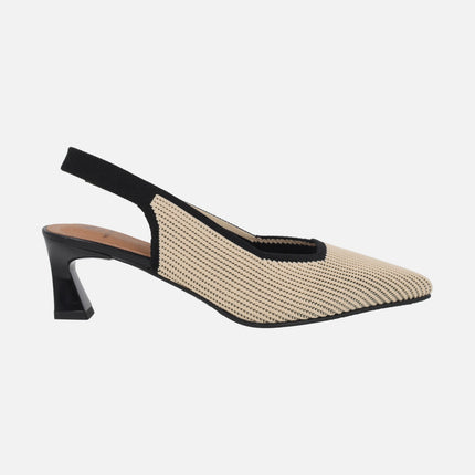 Slingback pumps in light blue and black combination