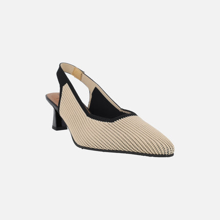 Slingback pumps in light blue and black combination