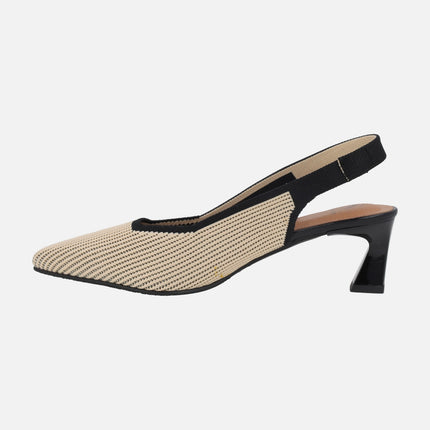 Slingback pumps in light blue and black combination