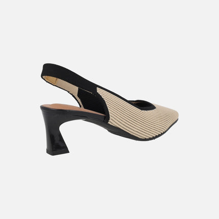 Slingback pumps in light blue and black combination