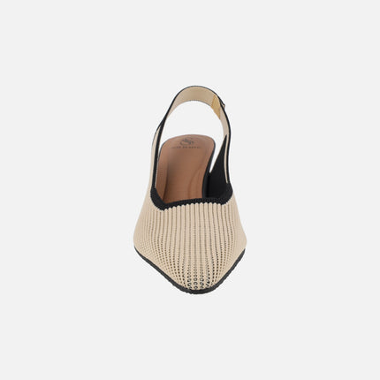 Slingback pumps in light blue and black combination