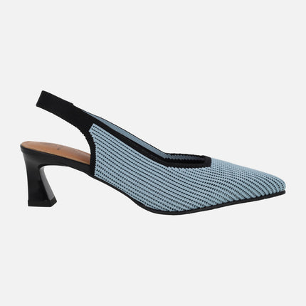 Slingback pumps in light blue and black combination