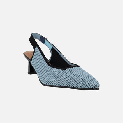 Slingback pumps in light blue and black combination