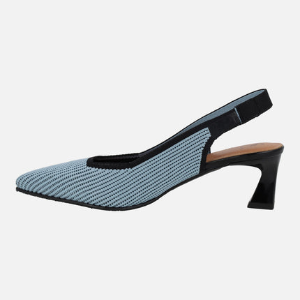 Slingback pumps in light blue and black combination