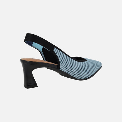 Slingback pumps in light blue and black combination