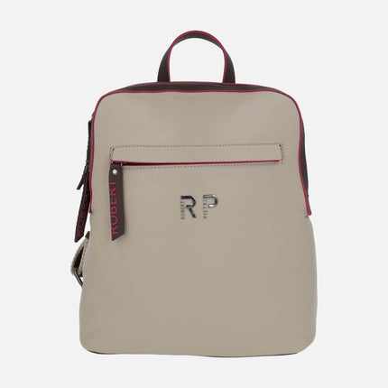 Beige backpacks with fuchsia details by Robert Pietri