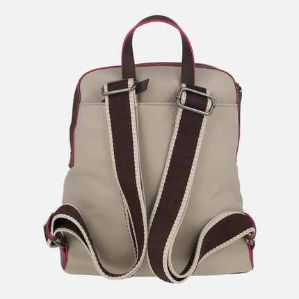 Beige backpacks with fuchsia details by Robert Pietri