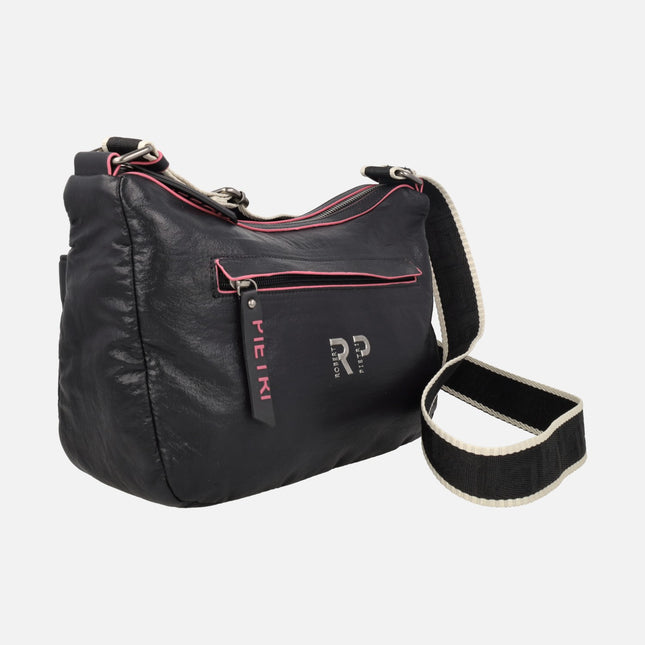 Bolsos bandolera con asa ajustable y detalles en fucsia