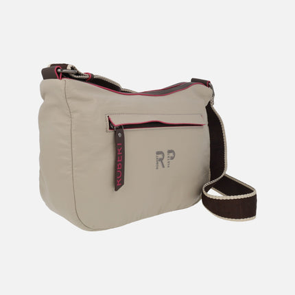 Shoulder bags with adjustable handle and fuchsia details