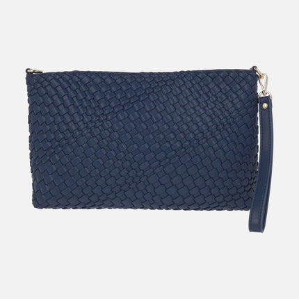 Tropical braided clutches with shoulder strap
