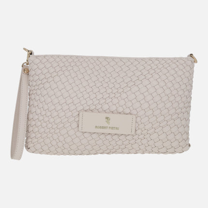 Tropical braided clutches with shoulder strap