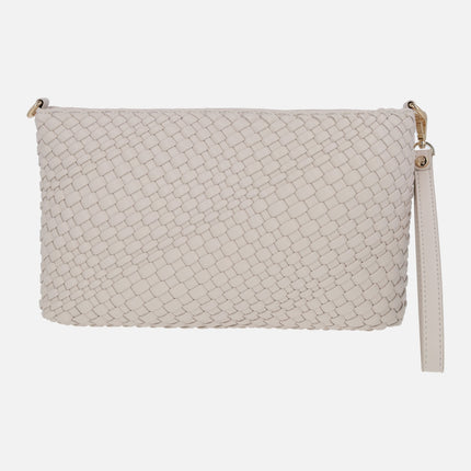 Tropical braided clutches with shoulder strap