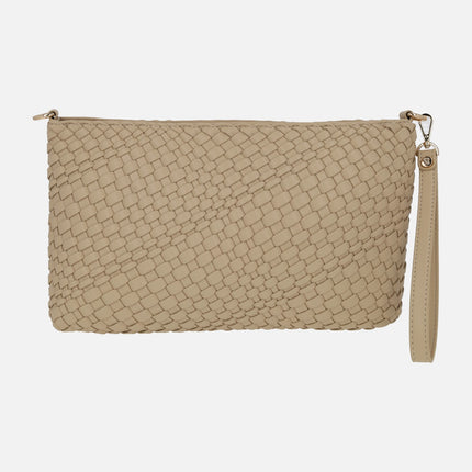 Tropical braided clutches with shoulder strap