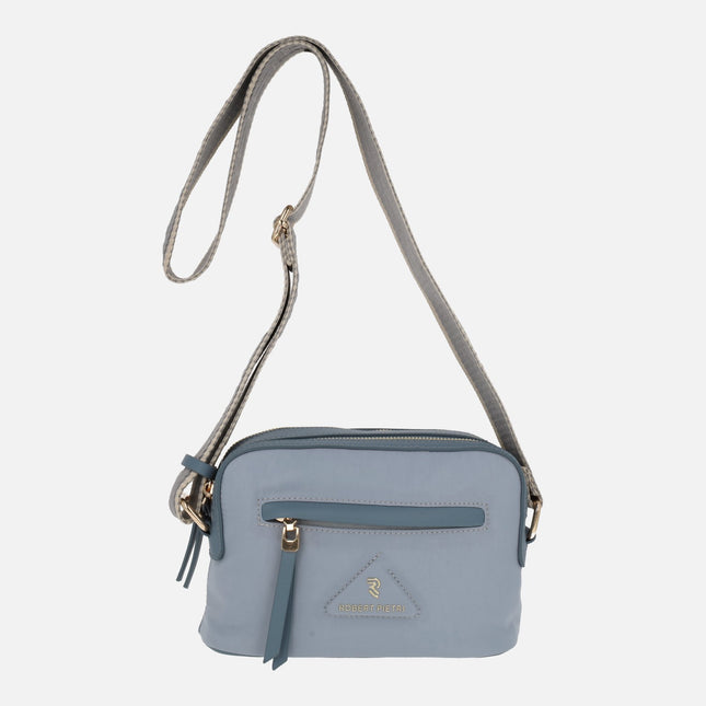 Bolsos bandolera con doble compartimento en combinado celeste