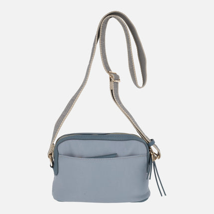 Bolsos bandolera con doble compartimento en combinado celeste