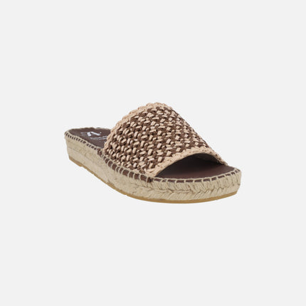 Low espadrilles in bicolor braided fabric