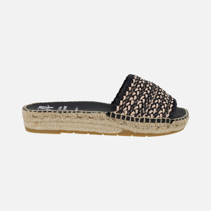 Low espadrilles in bicolor braided fabric