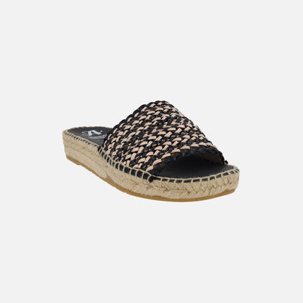 Low espadrilles in bicolor braided fabric