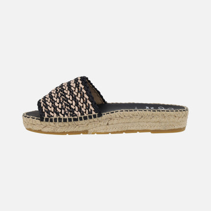 Low espadrilles in bicolor braided fabric