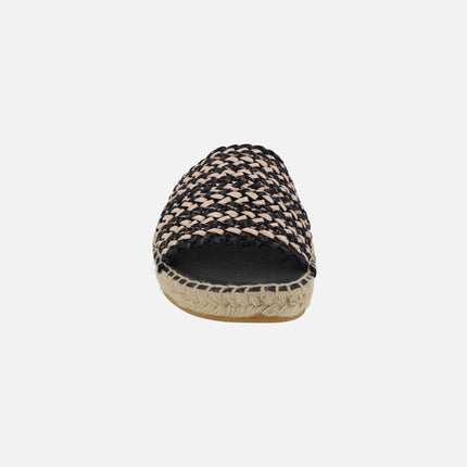Low espadrilles in bicolor braided fabric