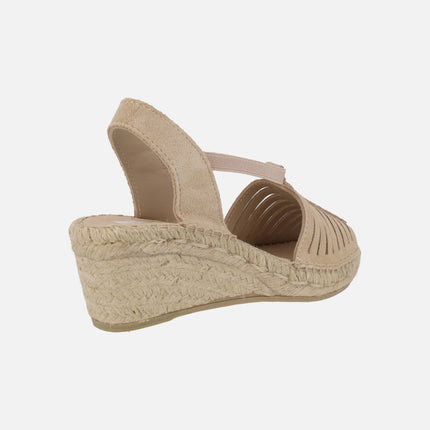 Zapatillas de esparto en piel serraje con elásticos Ural